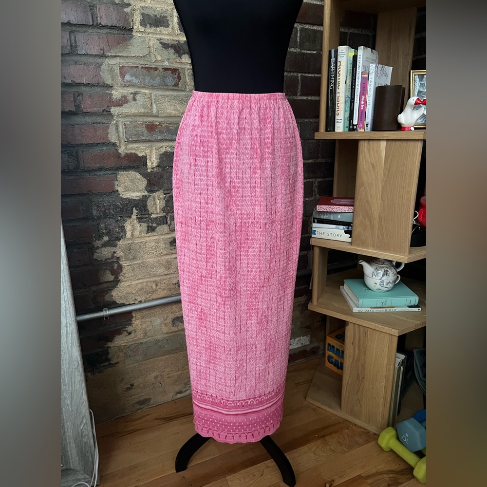 RAFAEL Vintage Pink Smocked Maxi Pencil Skirt Women’s Small (amazing!)